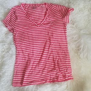 JCrew Salmon/White Stripe Top